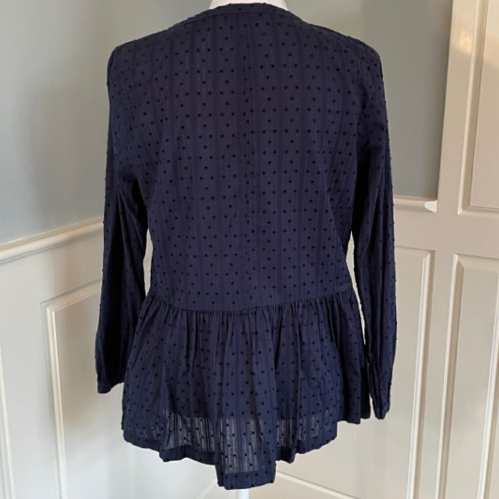J. Crew Swiss Dot Cotton Lawn Tiered Tunic Shirt 6 - Picture 3 of 6